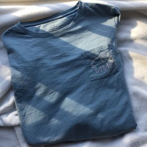 Ivory Ella Long Sleeve Tee  Blue w/ Peacock Print